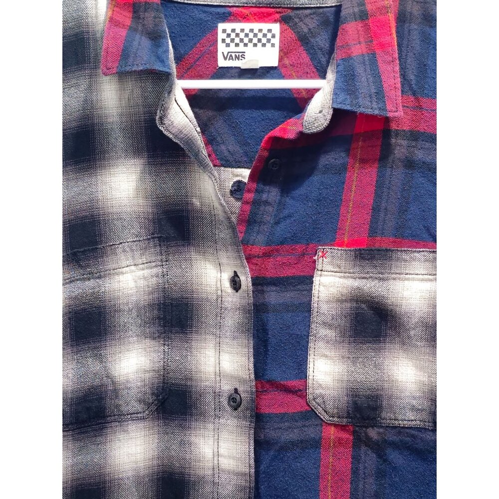 Vans Women's Mixed Plaid Button-Down Flannel Shirt L - Picture 2 of 13